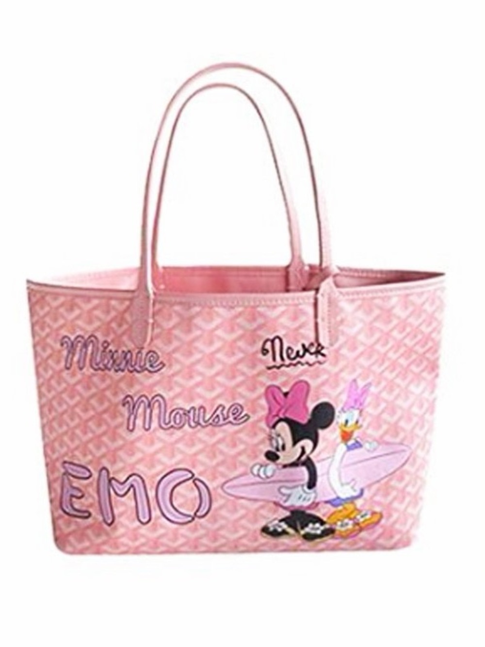 New EMO pink graffiti pattern with Minnie & Daisy Duck with surfboard